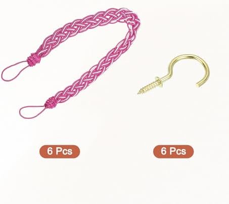 Uxcell 6Pcs Curtain Tiebacks 58cm Fuchsia Mixed Silver
