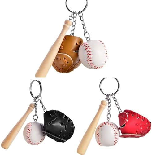 6Pcs Baseball Keyring with Bat and Glove Pendant