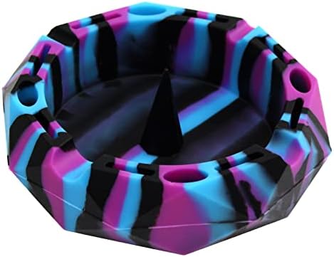 1 Silicone Geometric Ashtray - Black Blue Purple