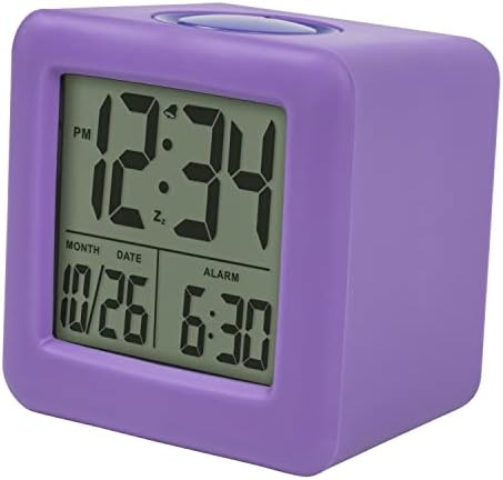 Equity 73004 Purple Soft Cube LCD Alarm Clock with Smart Light 1