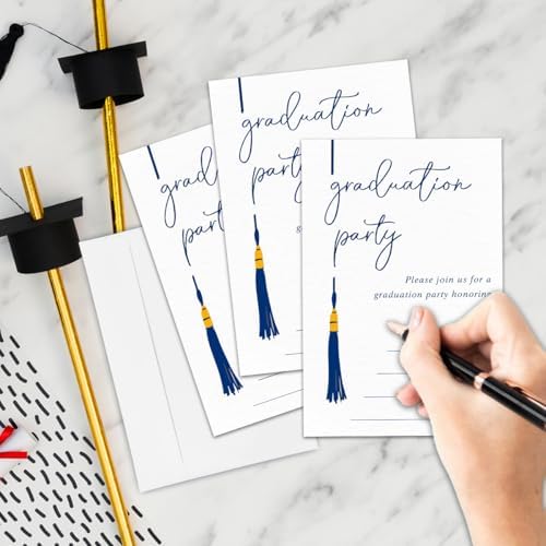 Blue Graduation Invitation Cards With 20 Envelopes