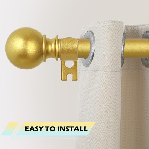 Gold Curtain Rods 18-45 Set with Finials and Brackets
