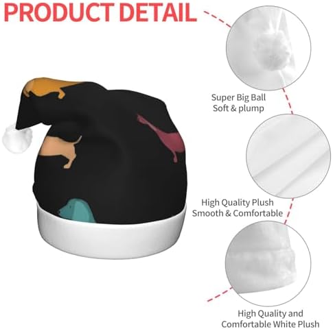 Cute Dachshound Christmas Hat with LED Lights