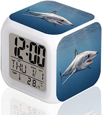 LED Alarm Clock with Shark Pattern Night Light