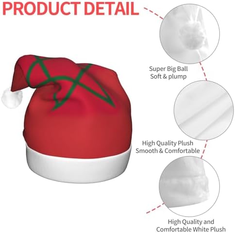Morocco Flag Print Christmas Hat with LED Lights