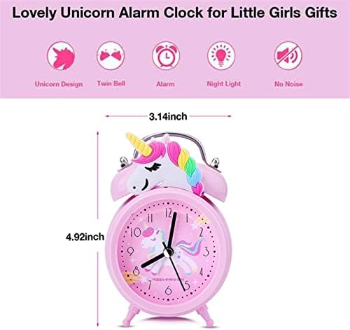 Pink Unicorn Desk Clock with Backlight and Double Bell