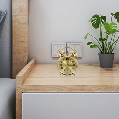 Wind Up Alarm Clock Gold Metal Twin Bell Design