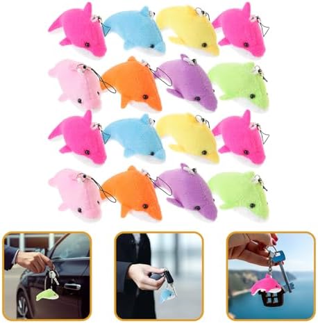 SAFIGLE 25pcs Plush Dolphin Keychains for Bags and Keys