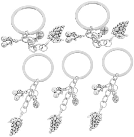 5Pcs Tropical Fruit Keychains Key Rings for Summer Luau Party Favors