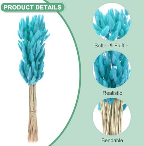 180-Pack Light Blue Bunny Tail Grass Decor