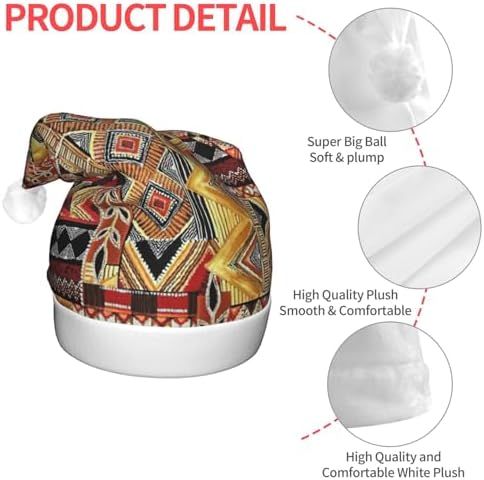 African Textile Patchwork Print LED Christmas Hat for Adults