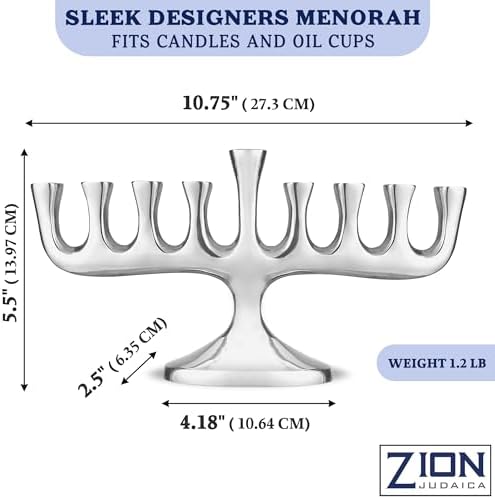Stunning Sleek Designers Menorah with Candle Set