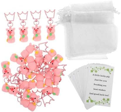HEALLILY 20pcs Pink Pig Keychains Four Leaf Clover Pendant Party Favors