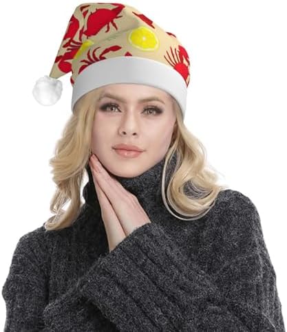 Lobster Crab Print LED Christmas Hat for Adults