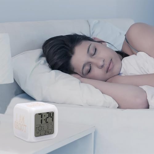 I Am Groot Cube Digital Alarm Clock with Night Light and Thermometer