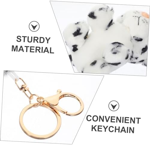 Amosfun 2pcs Plush Keychain Snow Leopard Luggage Pendant