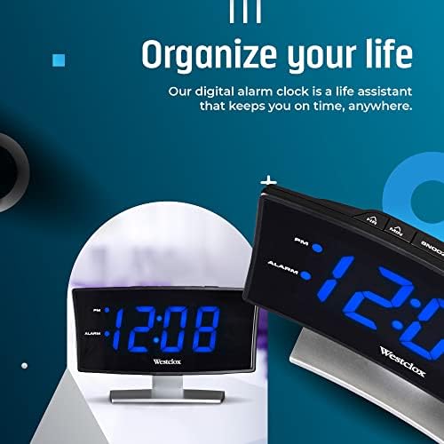 Westclox 18 Inch Curved LED Digital Alarm Clock Blue