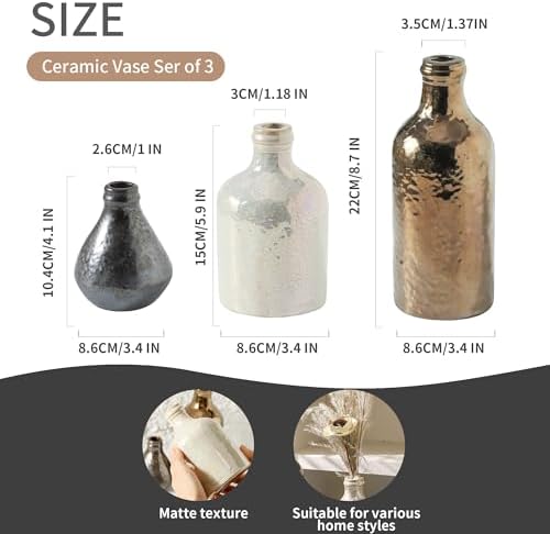 Ceramic Vase Set of 3 Boho Modern Decorative Vases
