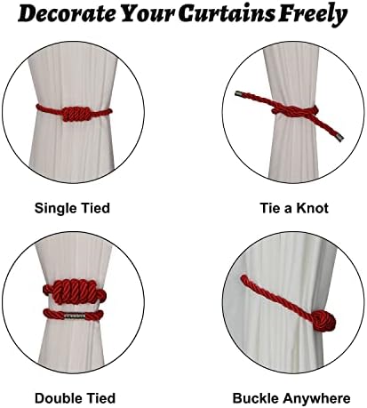 BEL AVENIR Magnetic Curtain Holdbacks 2 Pack Red