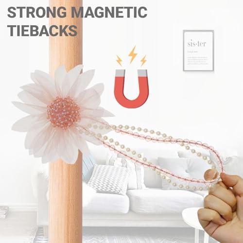 Flower Magnetic Curtain Tiebacks - 2 Pack Pink