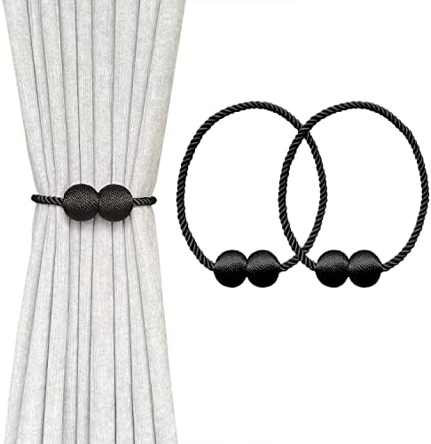 Melaluxe 2 Pack Magnetic Curtain Holdbacks Black