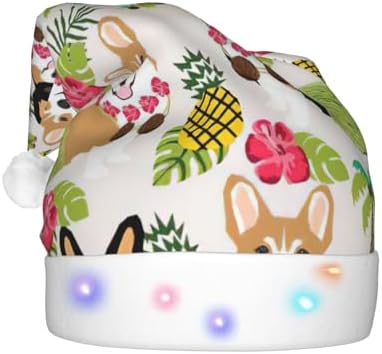 Corgi Pineapple Print LED Christmas Hat for Adults