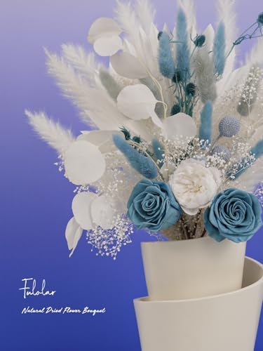Fulolar Natural Dried Flower Bouquet Boho Blue
