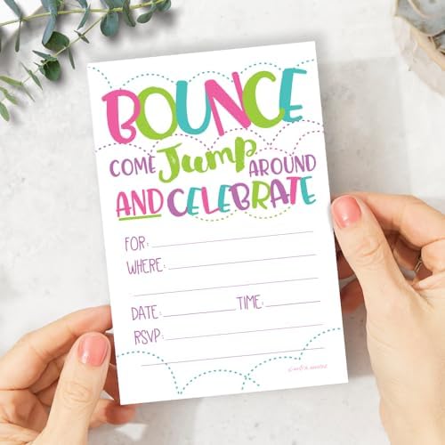 Girl Bounce House Party Invites 20 Count With Envelopes
