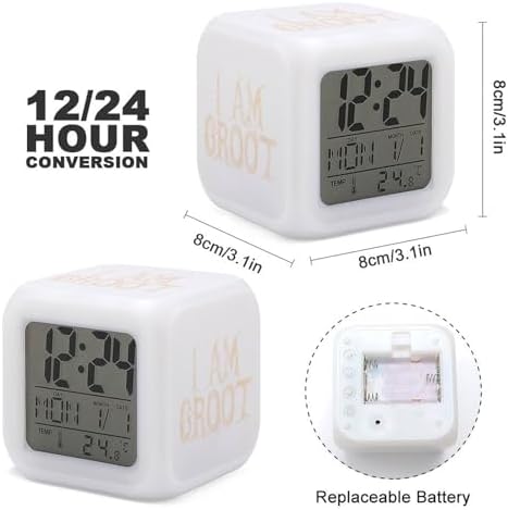 I Am Groot Cube Digital Alarm Clock with Night Light and Thermometer