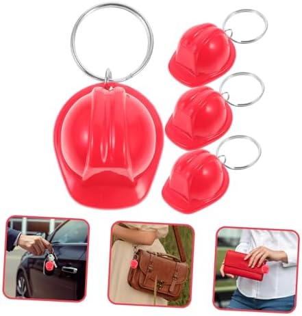 4Pcs Helmet Shaped Keychain Cute Metal Decor Accessories