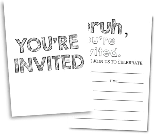 Simple Black Birthday Party Invitations 30 Cards Envelopes