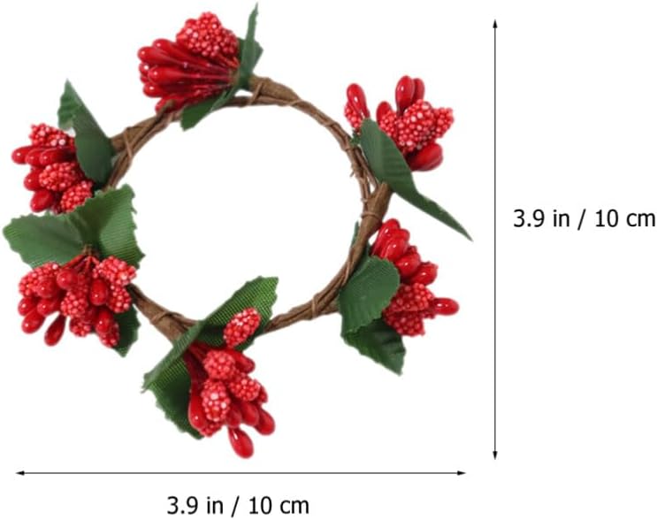 VOSAREA 5pcs Christmas Candle Holders with Pine Berry Wreath Design