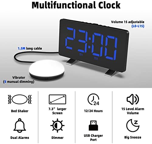 Extra Loud Vibrating Alarm Clock with Bed Shaker