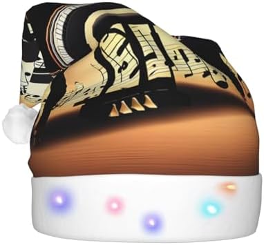 Piano Violin Music Notes Christmas Hat with LED Lights