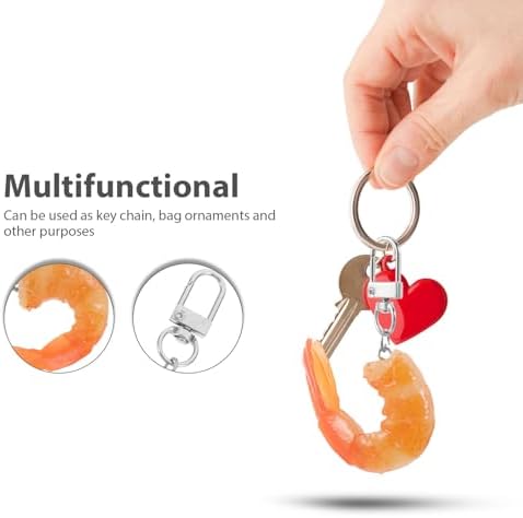 LUOZZY 12 Pcs Realistic Shrimp Keychain Pack