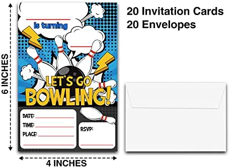 DETIHO 4x6 Bowling Birthday Invitations 20 Sets