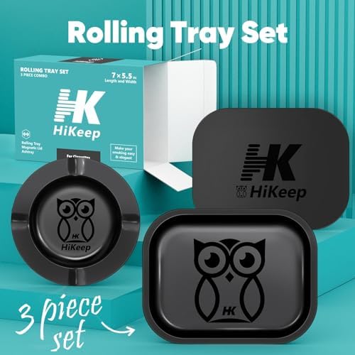HiKeep Rolling Tray with Magnetic Lid Set of 3