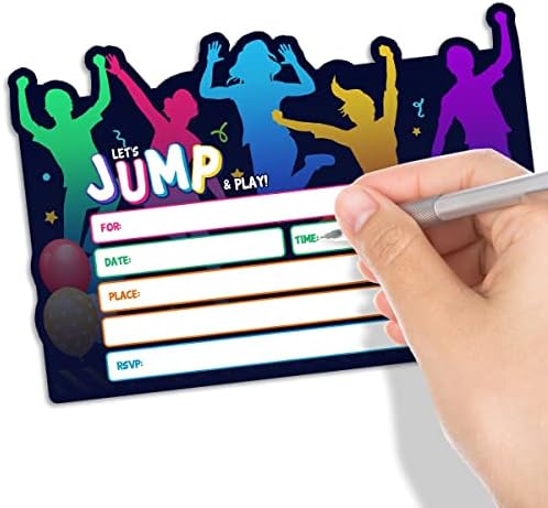 Simimi Art Bounce House Party Invitations - Trampoline Birthday Invite Set of 30