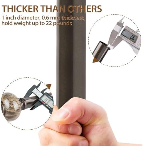 KAMANINA 1 Inch Bronze Curtain Rods 72-144 Inches Adjustable Heavy Duty
