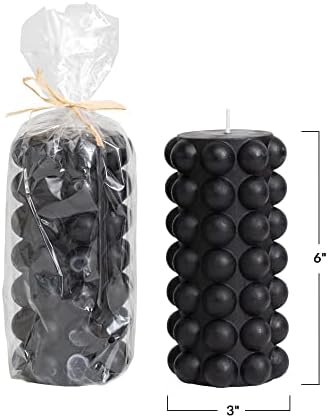 Creative Co-Op Unscented Hobnail Black Pillar Candle