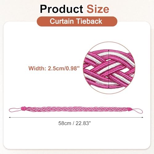 Uxcell 6Pcs Curtain Tiebacks 58cm Fuchsia Mixed Silver