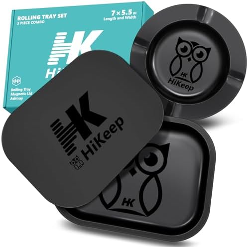 HiKeep Rolling Tray with Magnetic Lid Set of 3