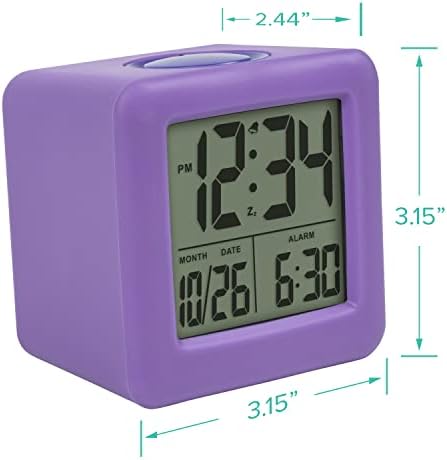 Equity 73004 Purple Soft Cube LCD Alarm Clock with Smart Light 1
