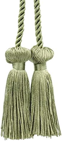 Decorative Double Tassel Curtain Tieback Holdback Beige Green