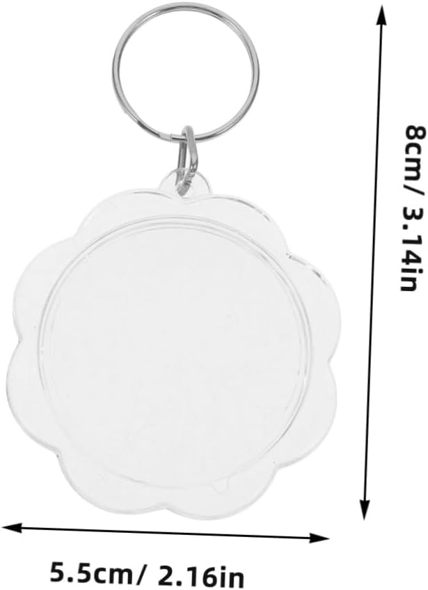 KESYOO 100pcs Flower Acrylic Keychain Blanks for Photo Frames Double-sided Keyrings