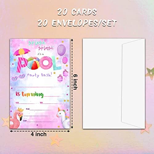 ISOVF 4 inch x 6 inch Birthday Party Invitations with Envelopes 20 Sets