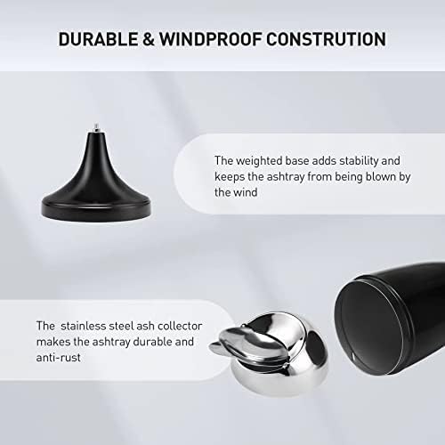 Adjustable Ashtray with Lid for Outdoor Use