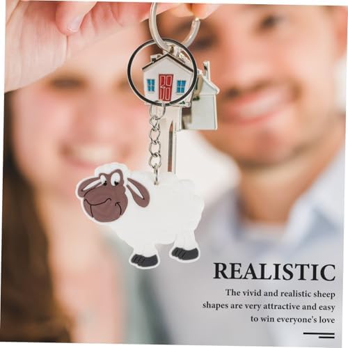 60 Pcs Cute Sheep Keychain Pendant Key Ring