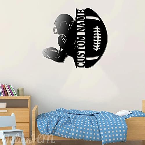 Custom Football Player V1 Metal Wall Art With LED Lights 16x16 Inches