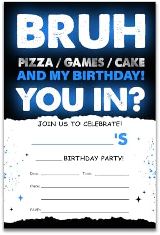 UPNEGE Birthday Invites Boy Party Invitations with Envelope Pack of 20